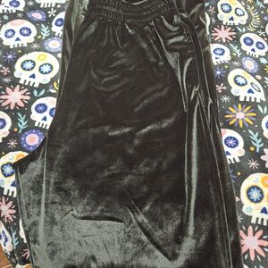 VS Pink Elegant Black Velvet Wide Leg Pant